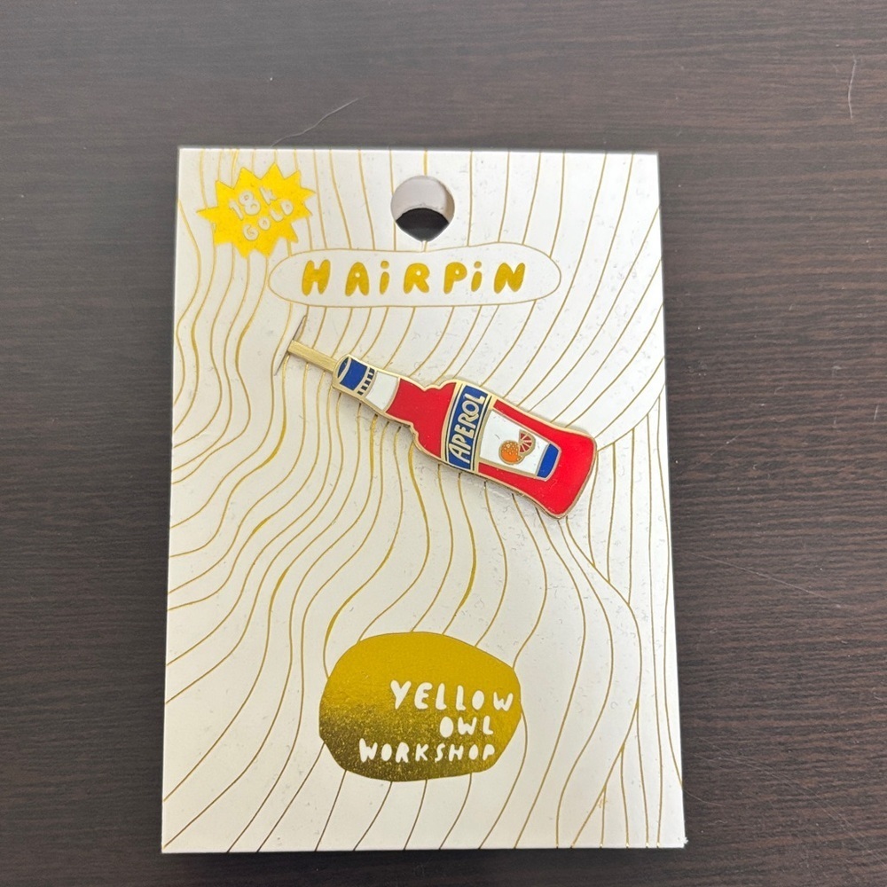 Yellow Owl Workshop Red and Blue Aperol Spritz 18k Gold Nickel Free Hairpin